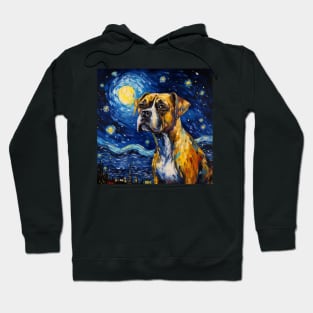 Boxer Dog Painted in Starry Night style Hoodie